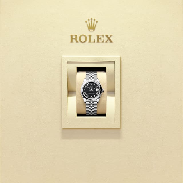 Black dial watch -Silver bracelet -31mm