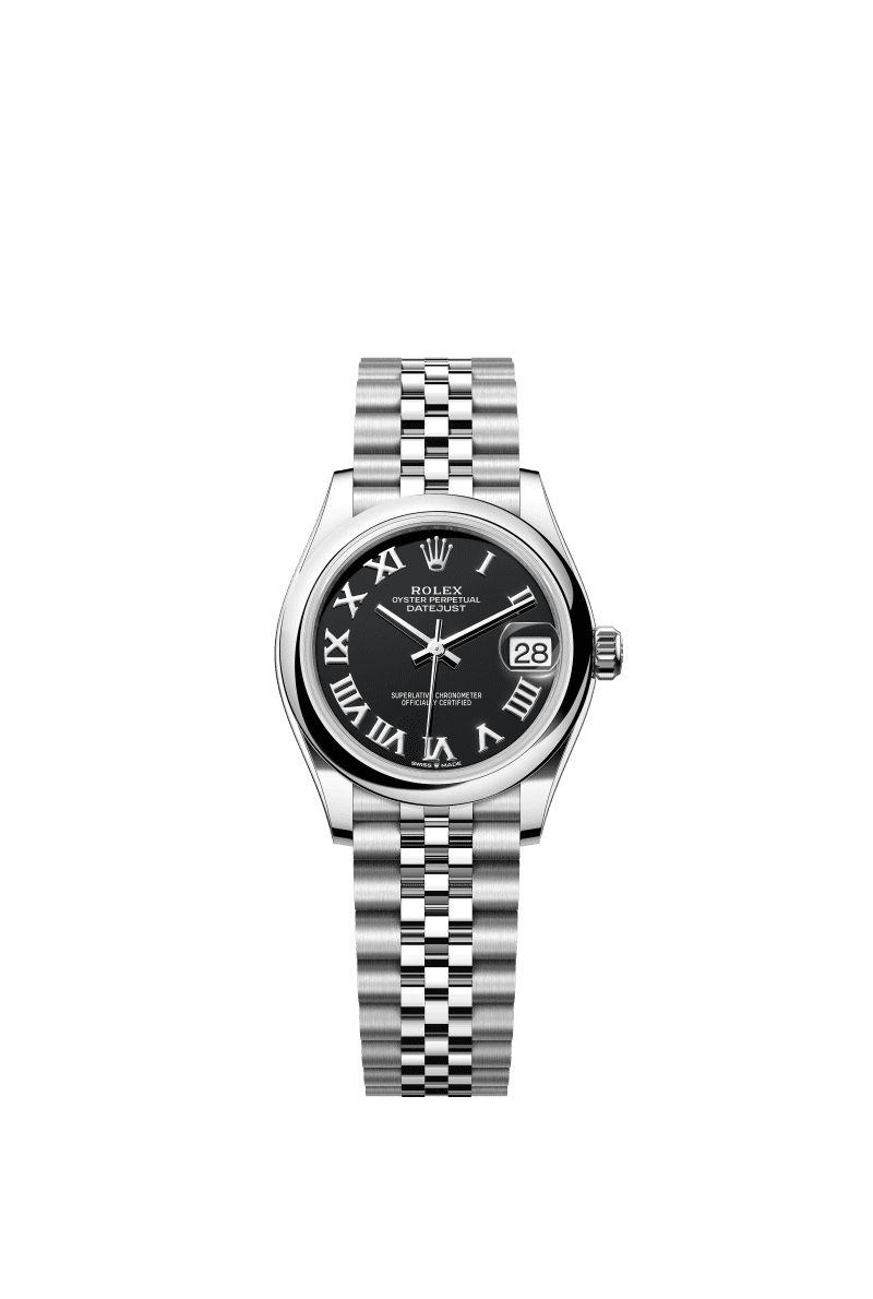 Black dial watch -Silver bracelet -31mm