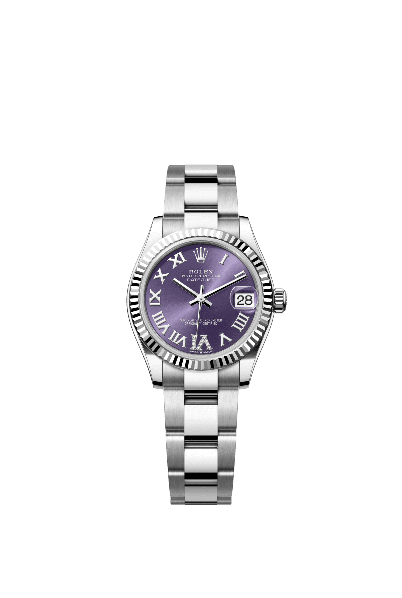 Aubergine dial watch -Silver bracelet -31mm