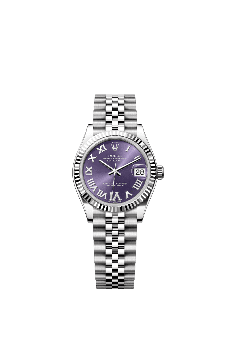 Aubergine dial watch -Silver bracelet -31mm
