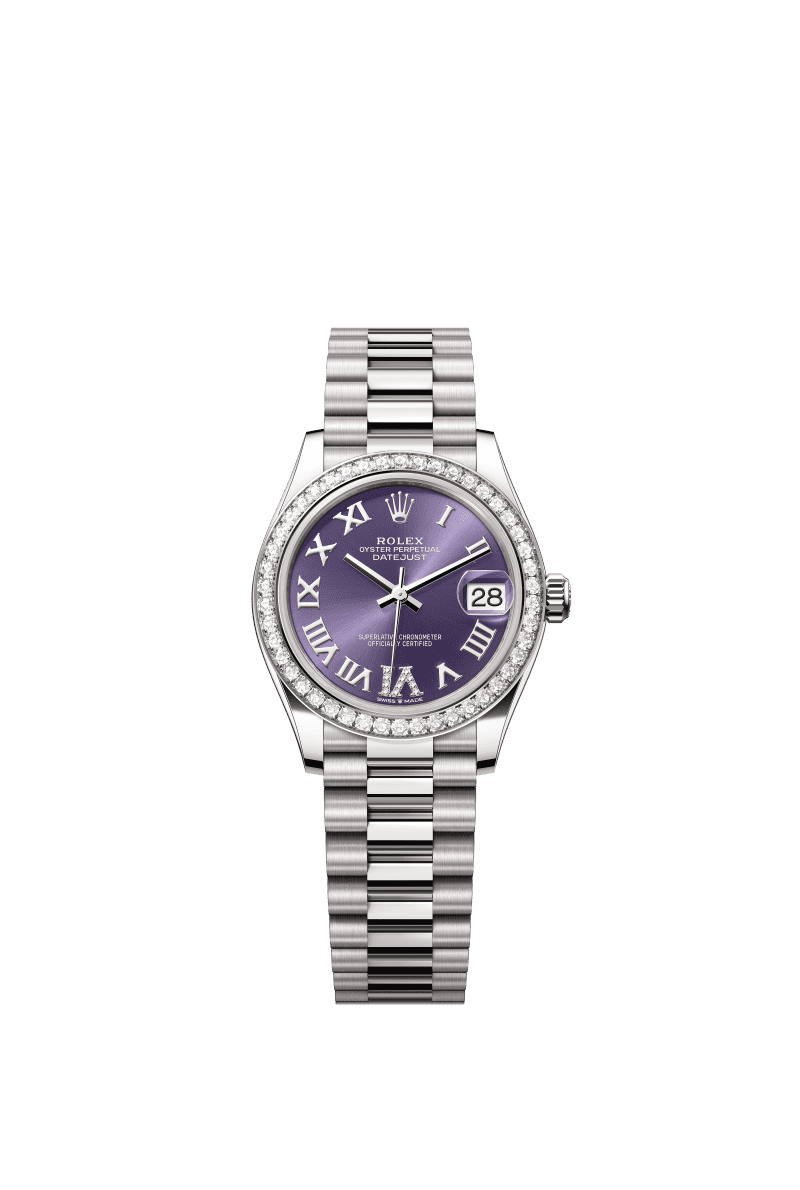 Aubergine dial watch -Silver bracelet -31mm
