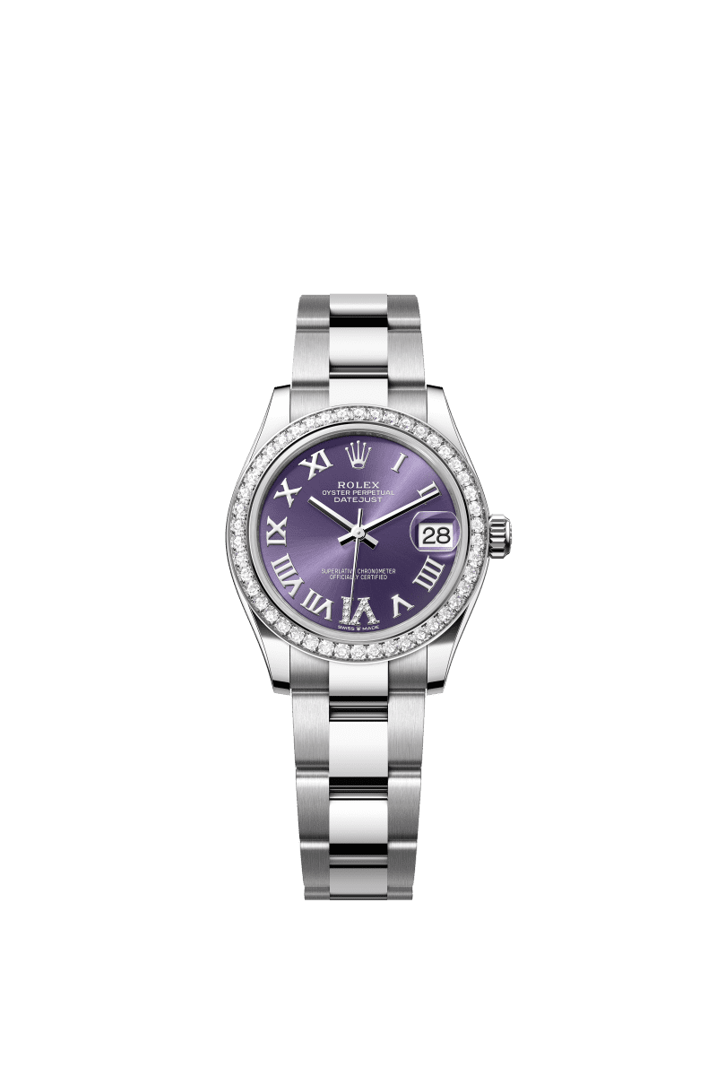 Aubergine dial watch -Silver bracelet -31mm