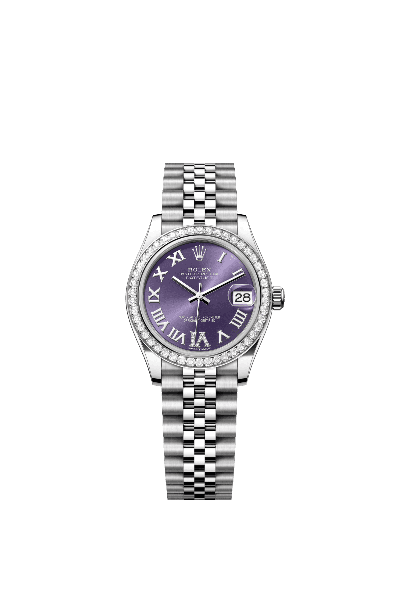 Aubergine dial watch -Silver bracelet -31mm