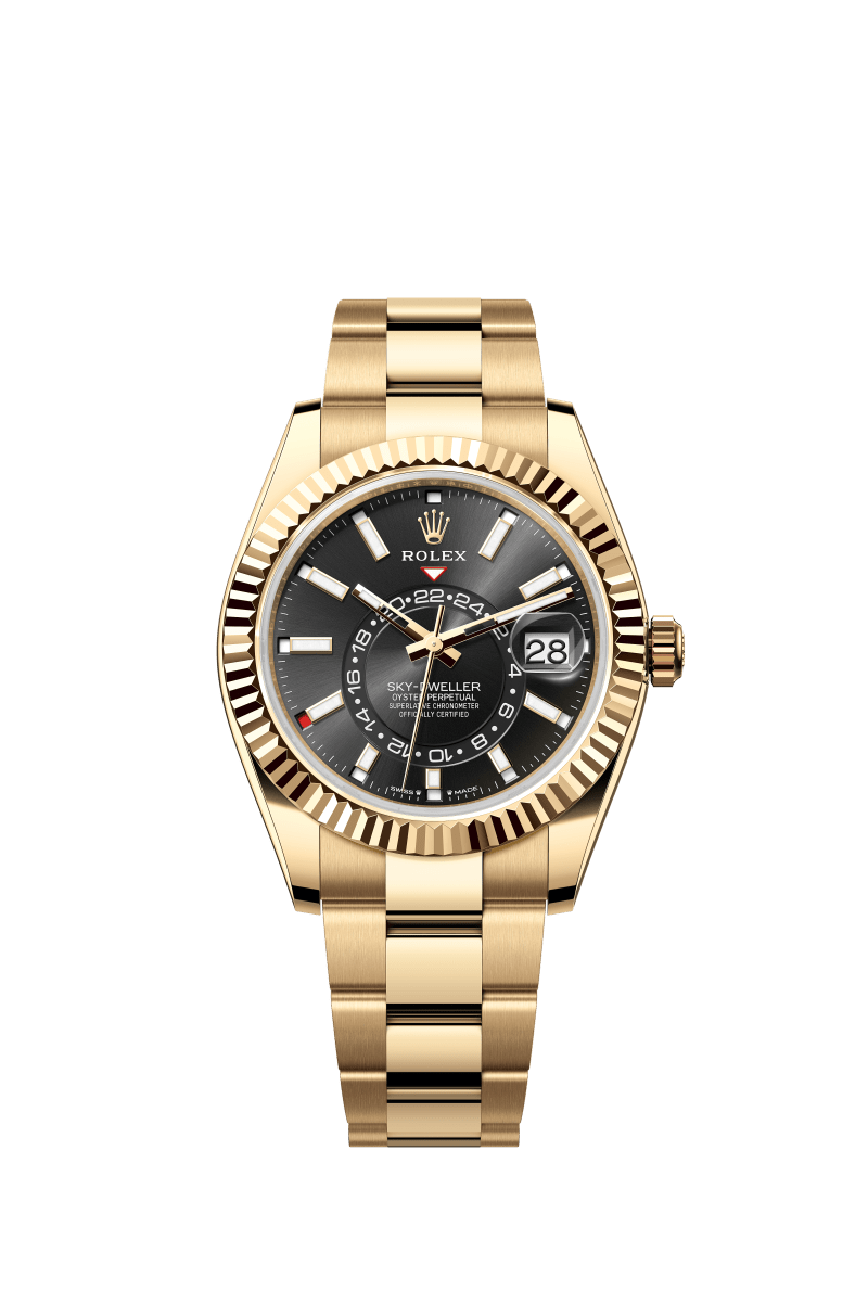 Shiny Black Dial Watch - Gold-42MM