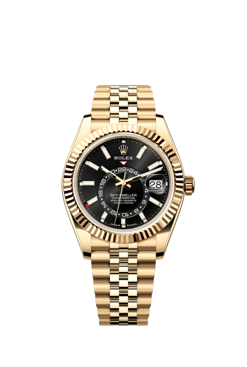 Shiny Black Dial Watch - Gold-42MM