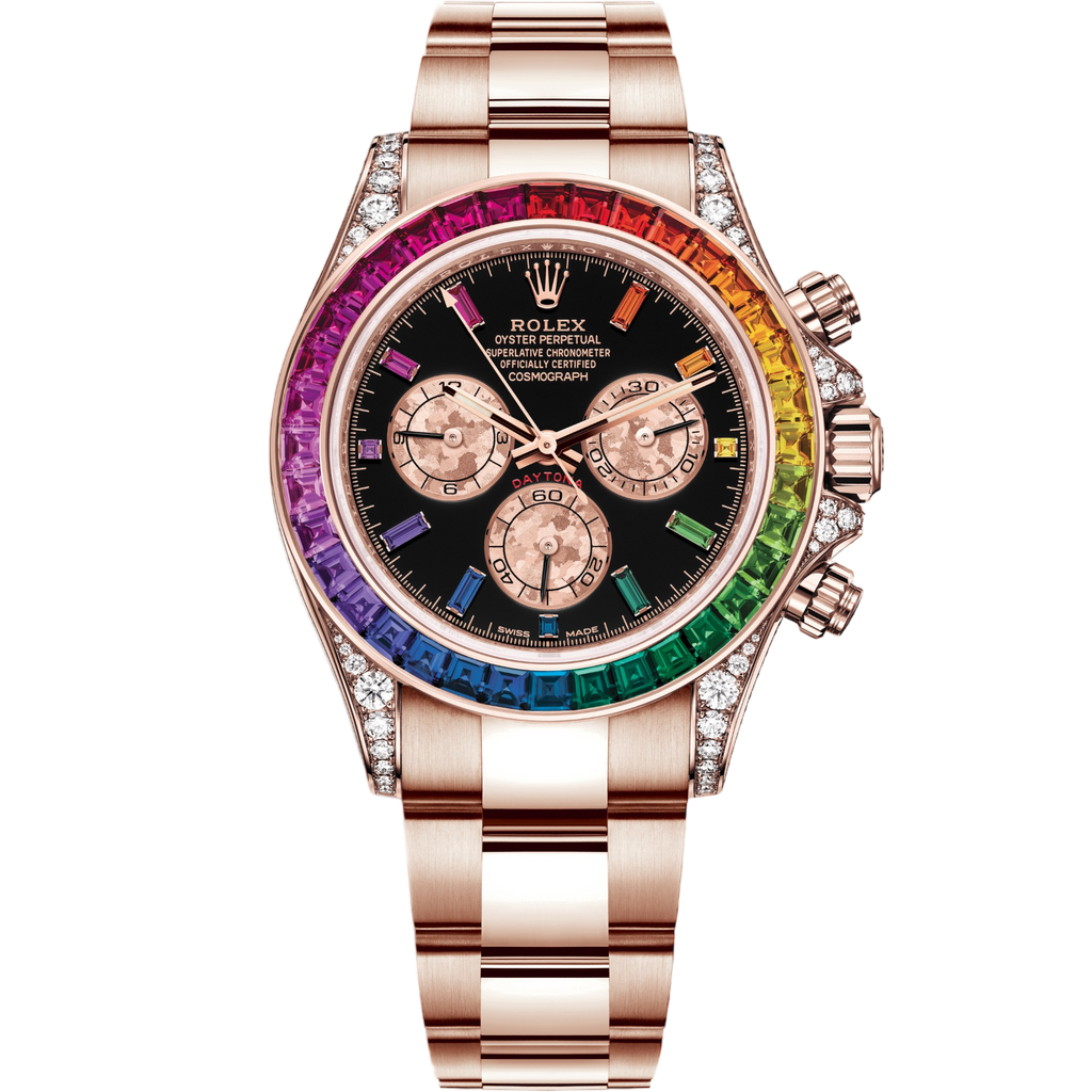 Black dial - Gold strap - Rainbow Di - 40MM