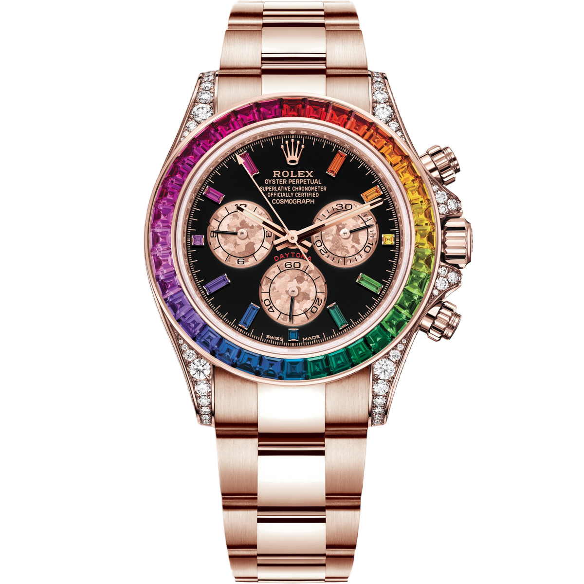 Black dial - Gold strap - Rainbow Di - 40MM