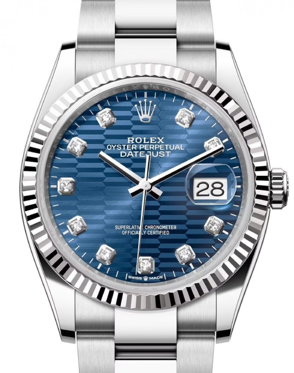 Bright blue dial watch -Silver-36MM
