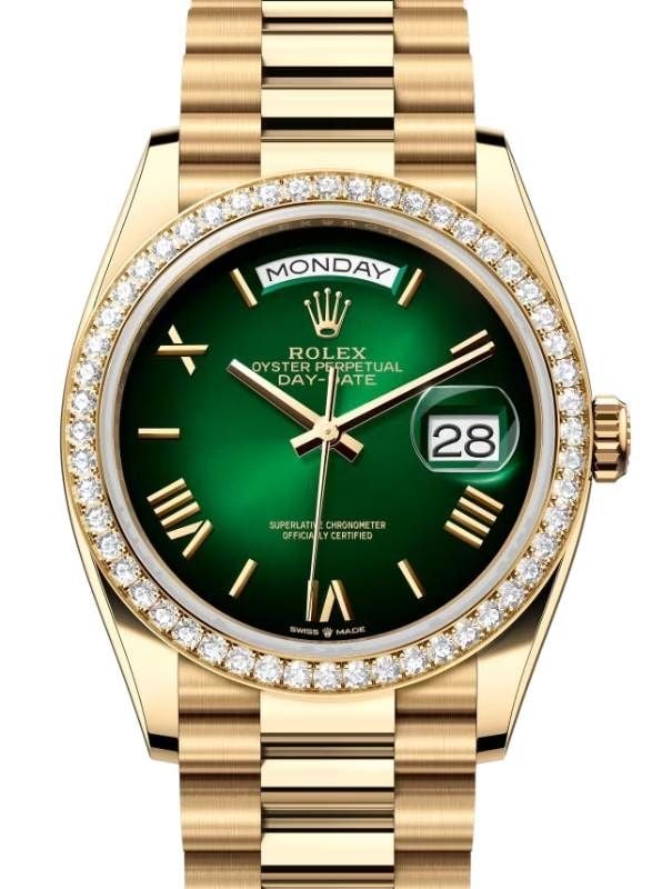 Gradient green dial - Gold strap - 40mm