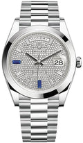 Diamond-paved dial - Silver strap - 40 mm