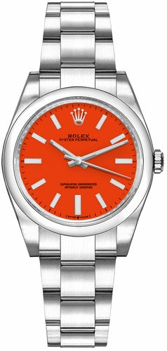 Coral Red Dial Watch-Silver-31MM