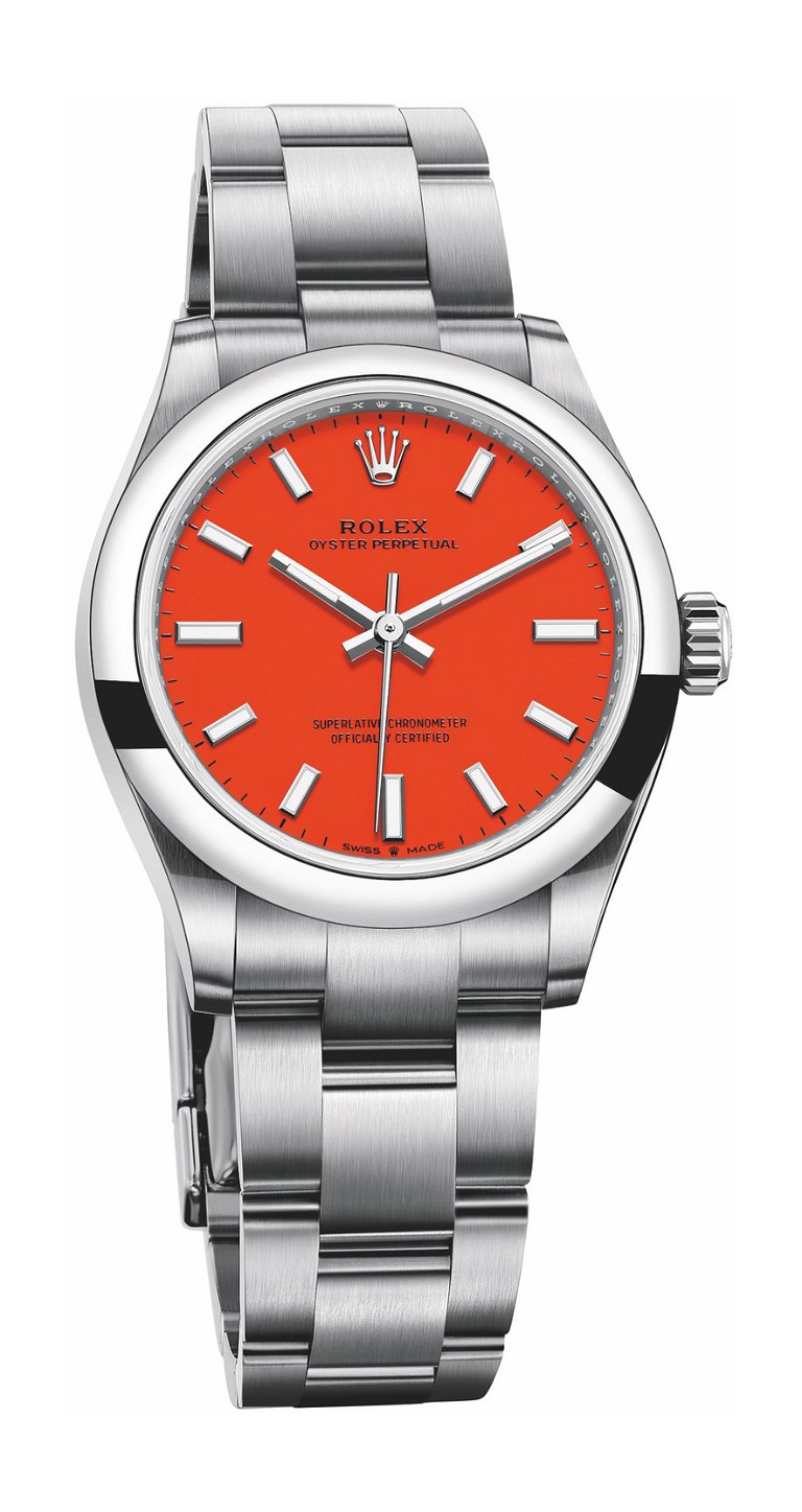 Coral Red Dial Watch-Silver-31MM