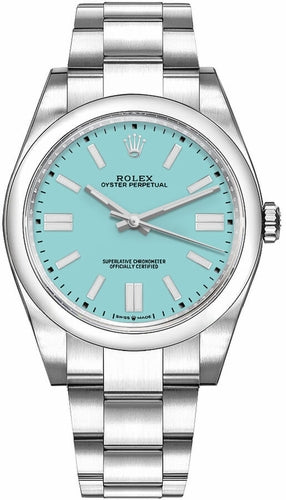 Turquoise Blue Dial Watch-Silver-41MM
