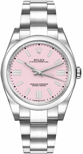Candy Pink Dial Watch-Silver-36MM