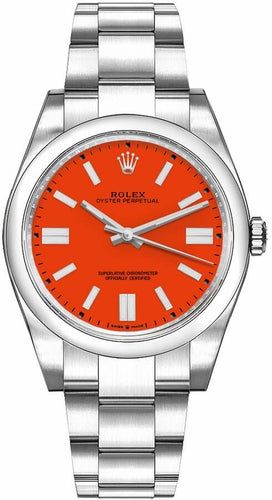 Coral Red Dial Watch-Silver-36MM