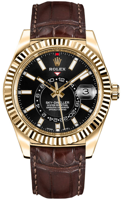 Black Dial Watch - Dark Brown - 42MM