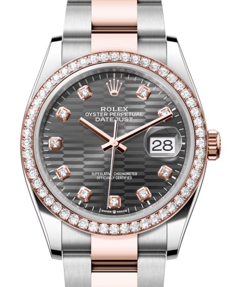 Slate grey dial watch - Gold bracelet - 36mm