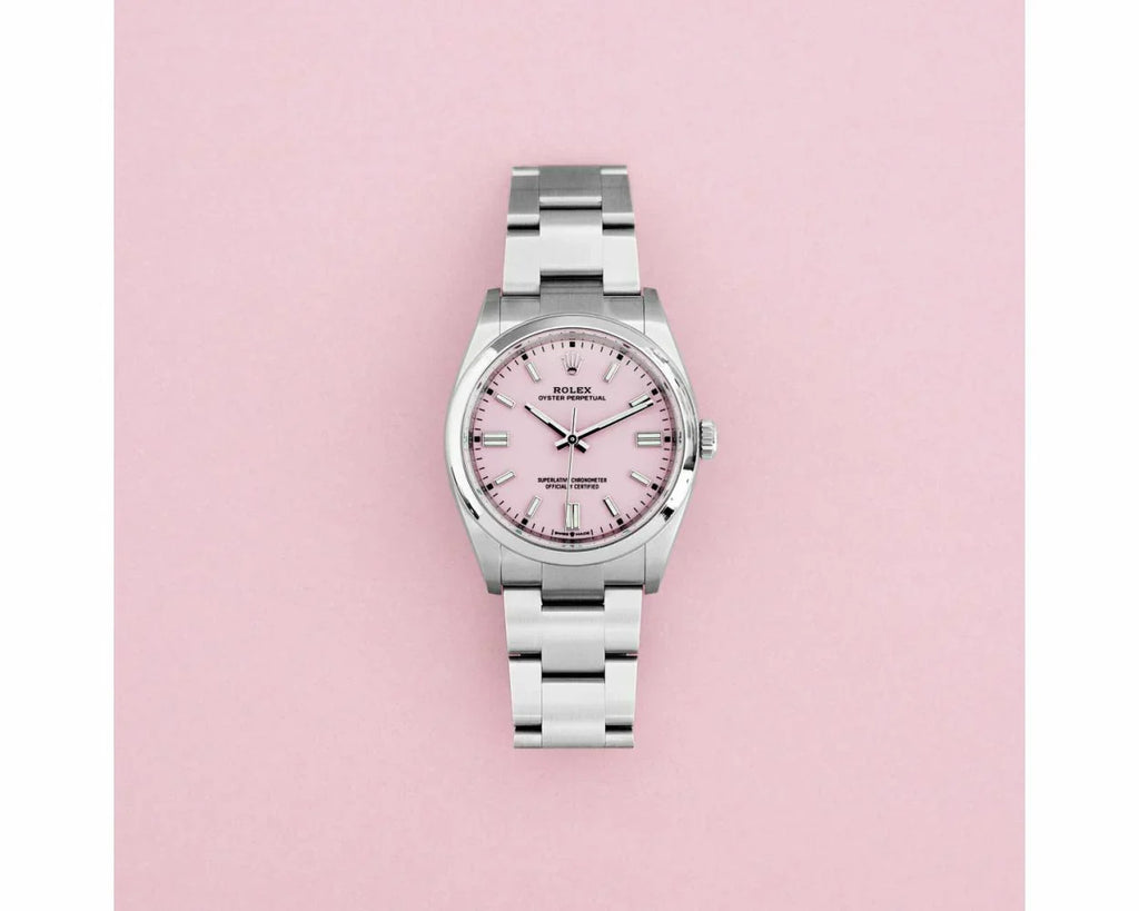 Candy Pink Dial Watch-Silver-36MM