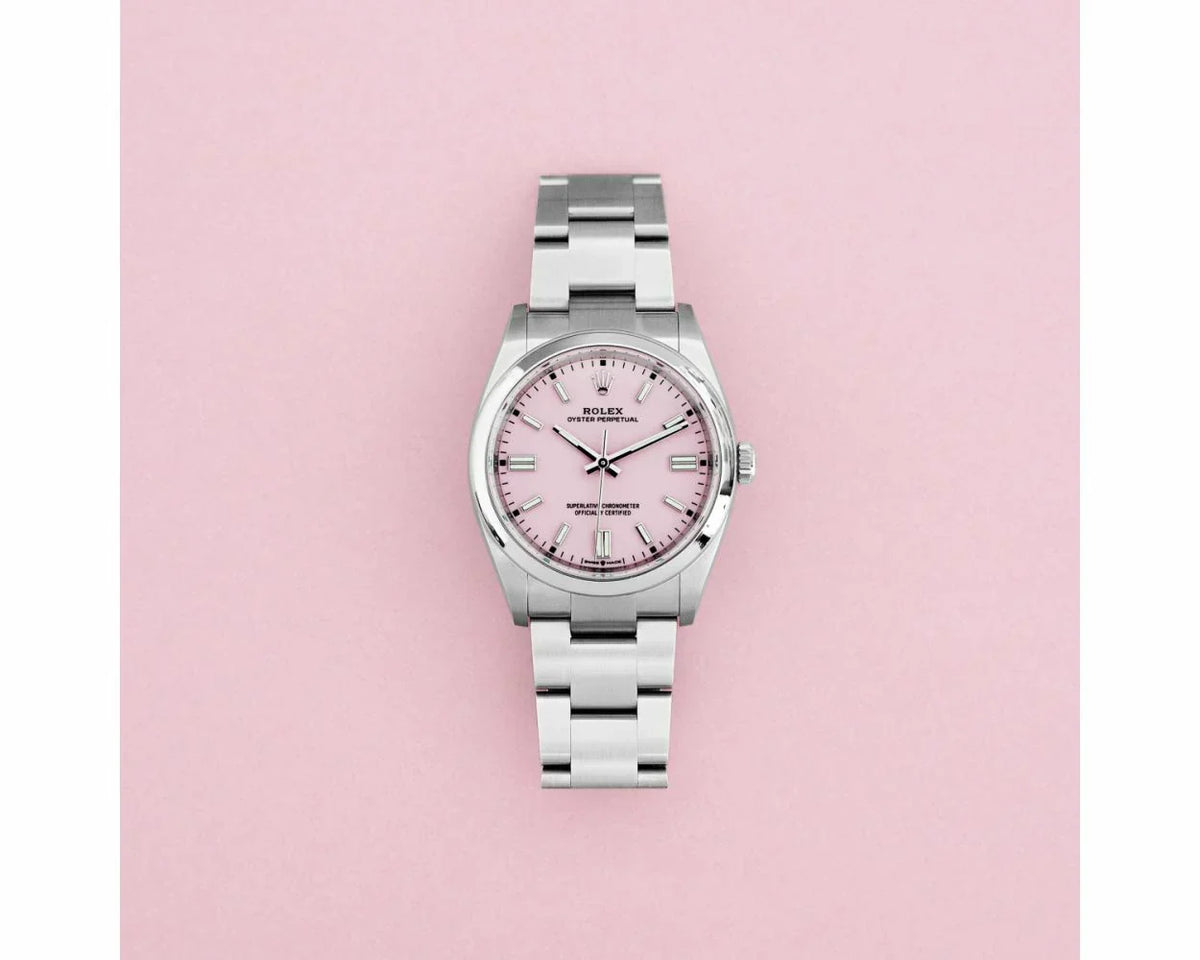 Candy Pink Dial Watch-Silver-36MM