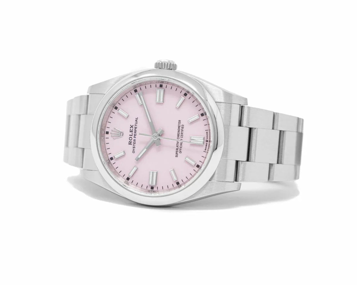 Candy Pink Dial Watch-Silver-36MM