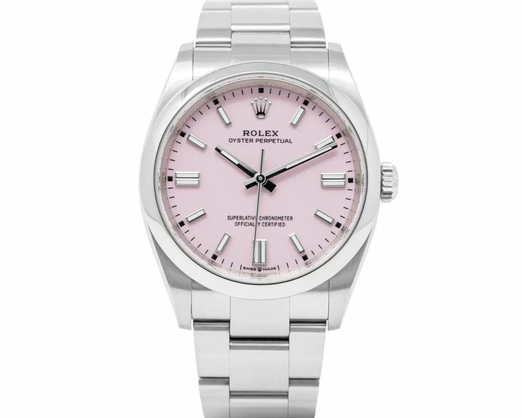 Candy Pink Dial Watch-Silver-36MM