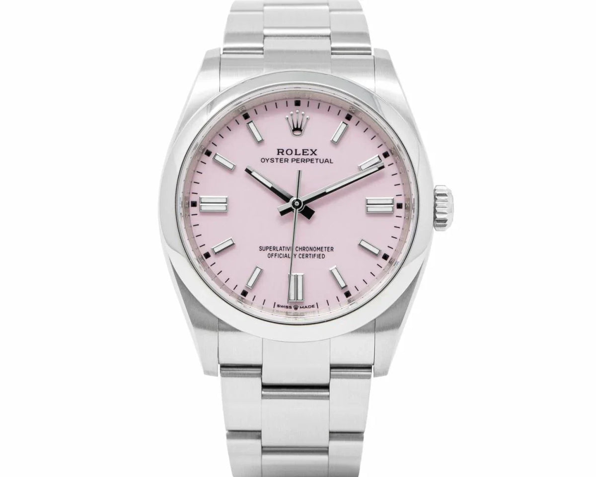 Candy Pink Dial Watch-Silver-36MM