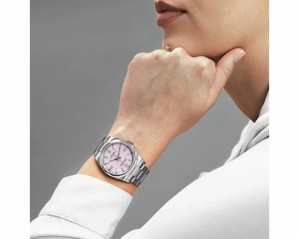 Candy Pink Dial Watch-Silver-36MM