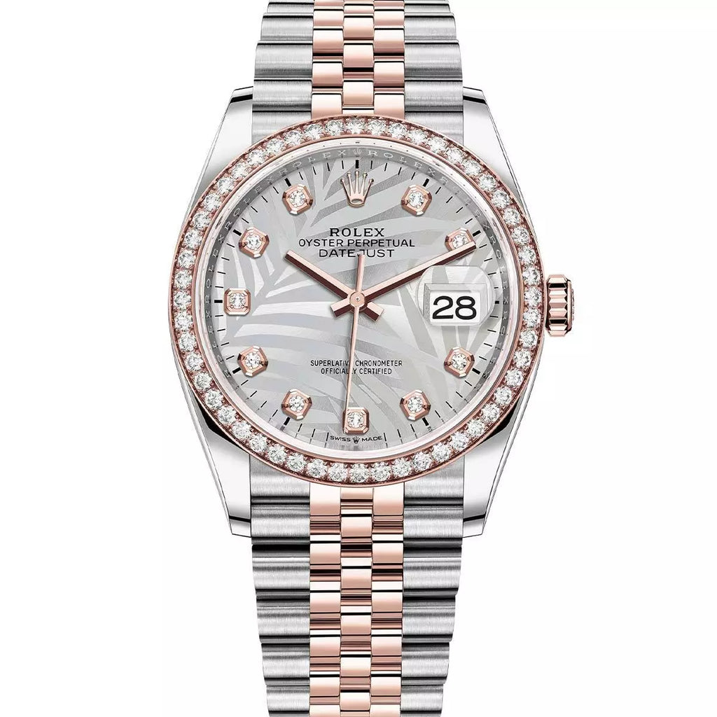 Silver dial watch - gold bracelet - 36 mm