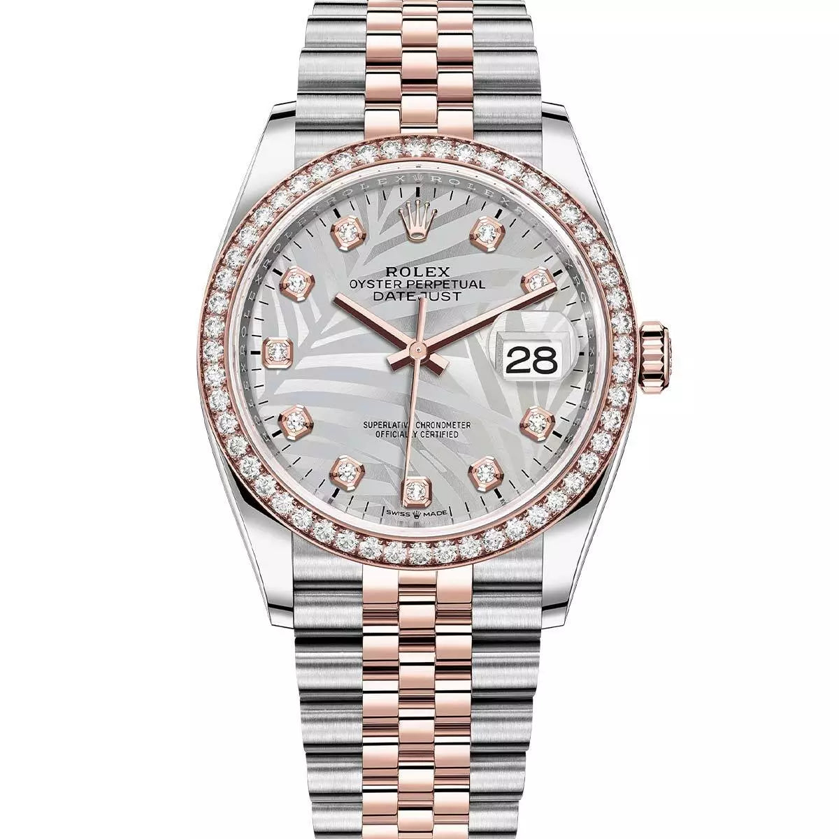 Silver dial watch - gold bracelet - 36 mm
