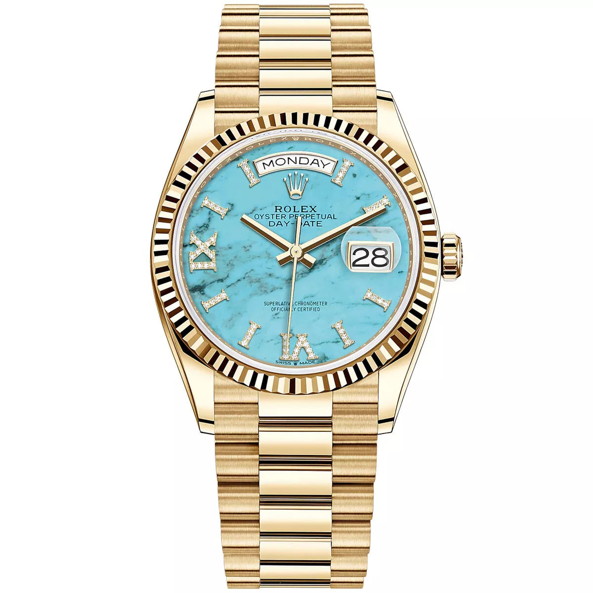 Blue dial - Gold strap - 36 mm