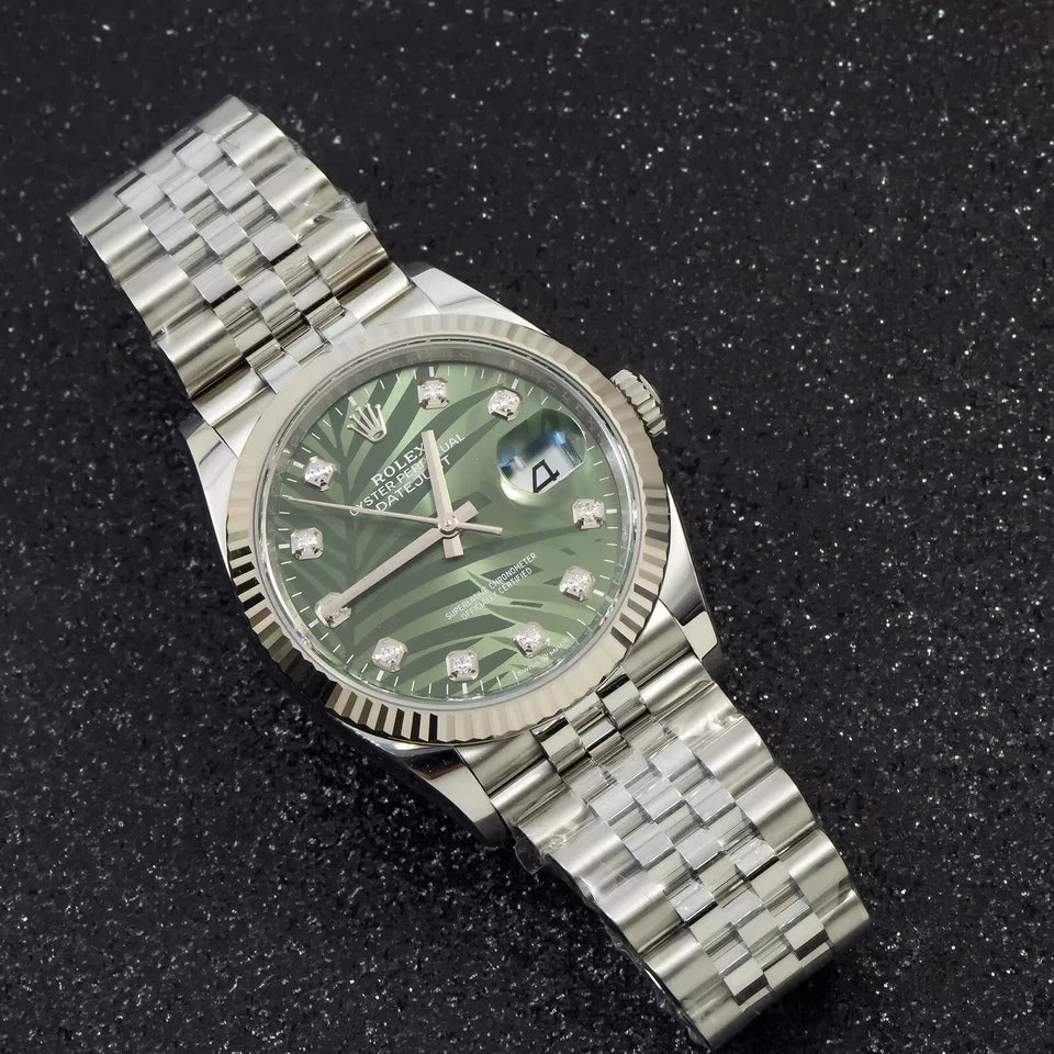Olive Green Dial Watch -Silver-36MM