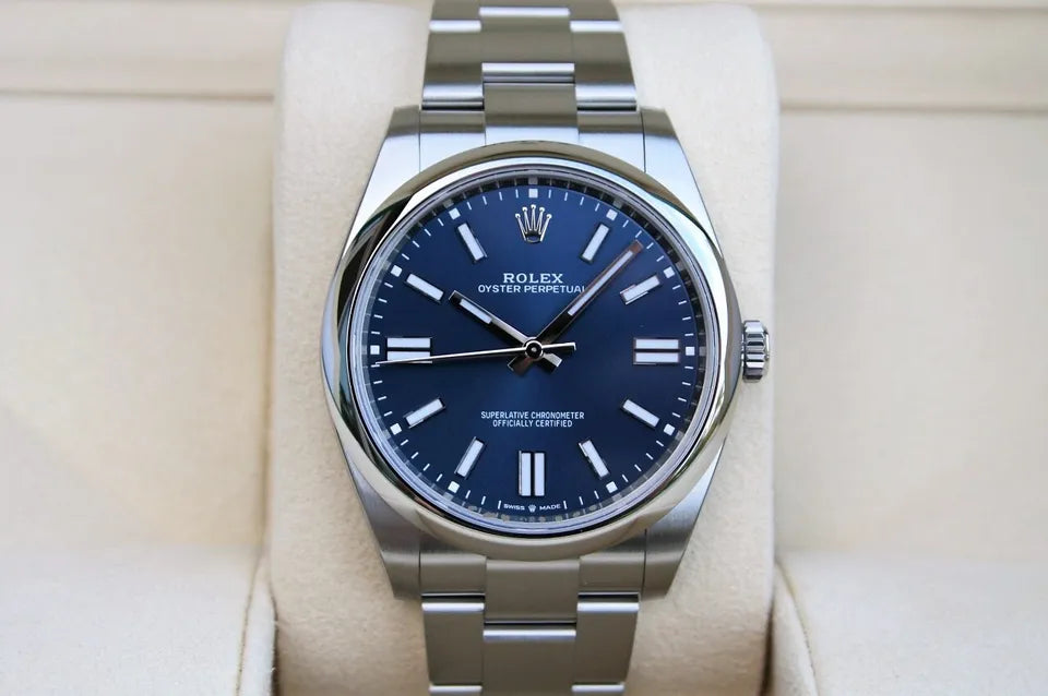 Bright blue dial watch-silver-41MM