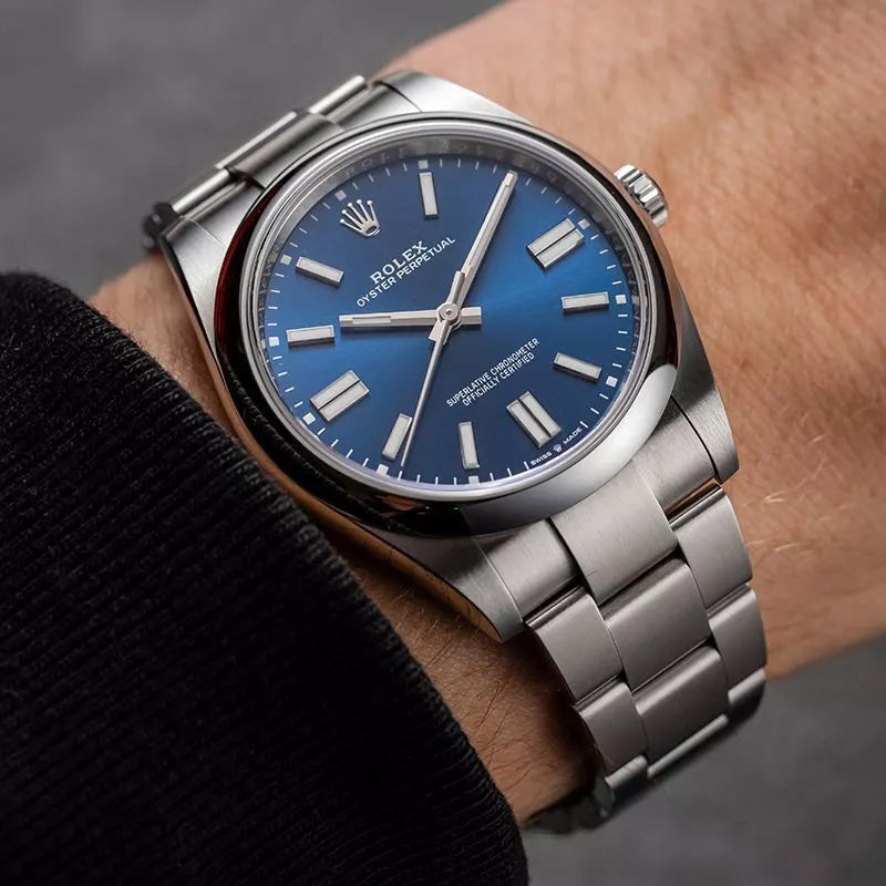 Bright blue dial watch-silver-41MM