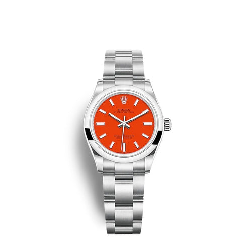 Coral Red Dial Watch-Silver-31MM