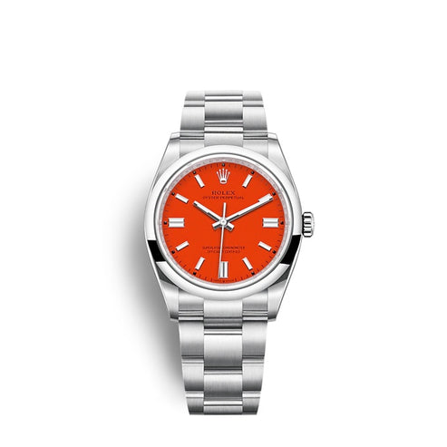 Coral Red Dial Watch-Silver-36MM