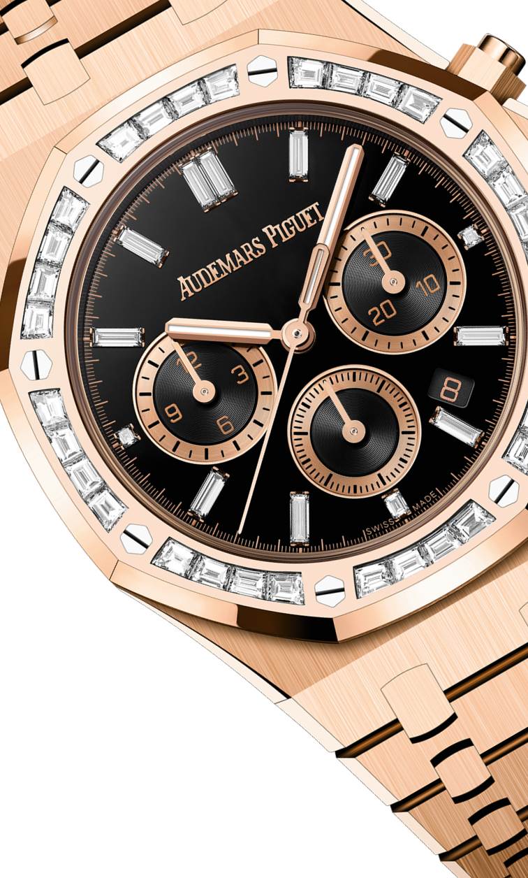 Rose gold strap 904L steel black dial - Watch - 38 mm
