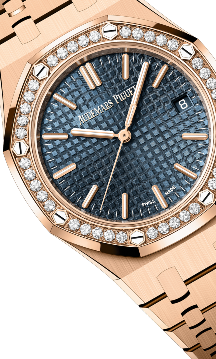 Rose gold strap 904L steel midnight blue dial - Watch - 37 mm