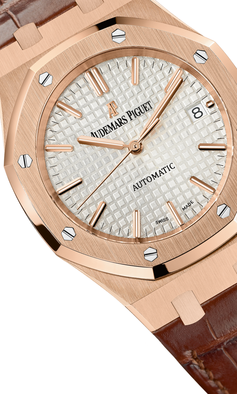 Brown 904L steel silvery white dial - Watch - 37 mm