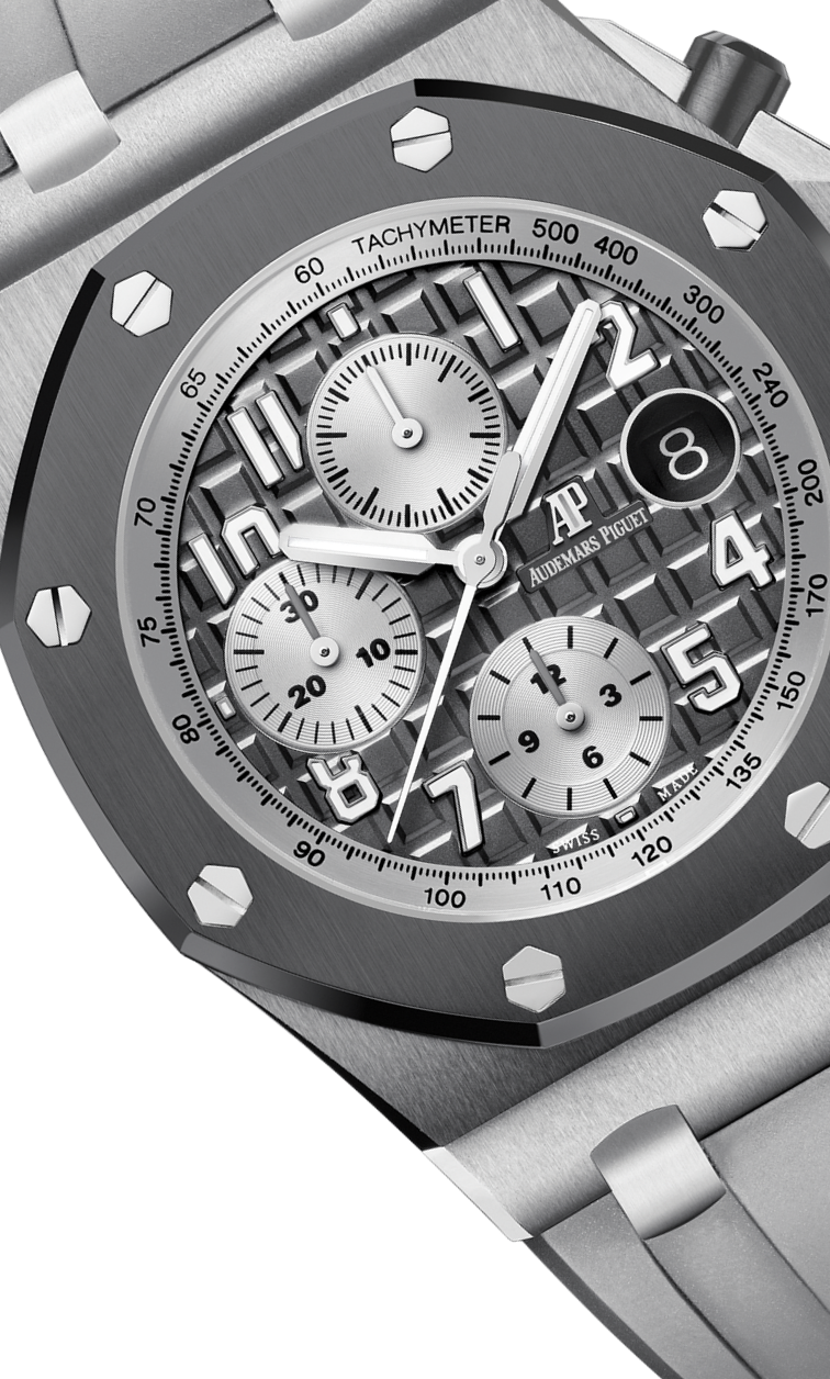 Light and dark grey strap - Titanium silver grey dial - Watch - 42mm