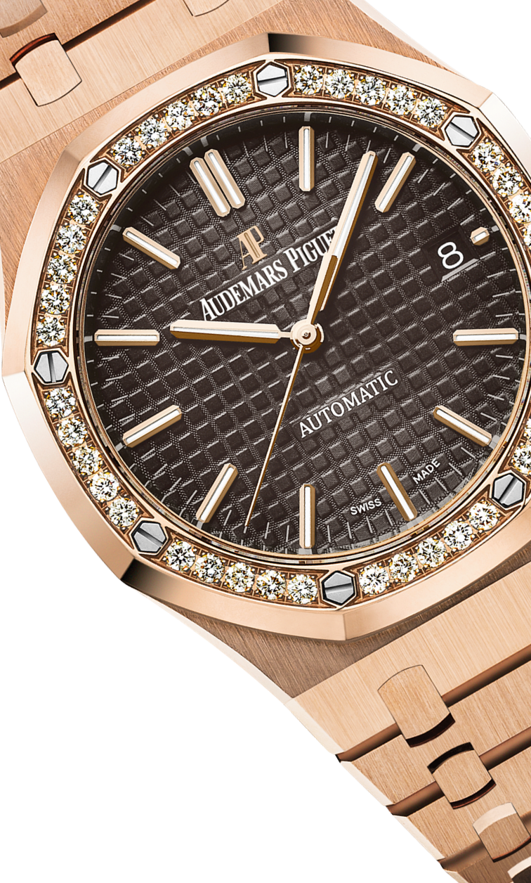 Rose gold 904L steel brown dial - Watch - 37 mm