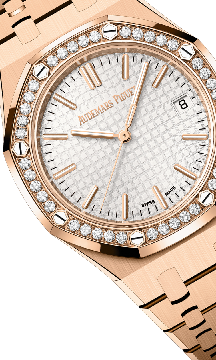 Rose gold strap 904L steel silver dial - Watch - 37 mm
