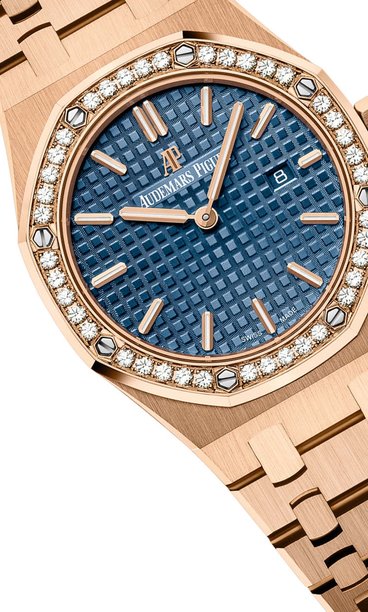 Rose gold 904L steel blue dial - Watch - 33 mm