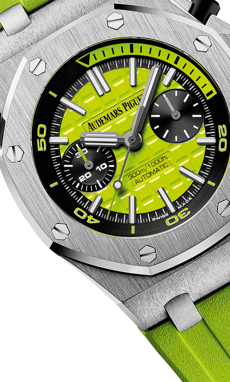 Yellow-green strap - Titanium green dial - Watch - 42 mm