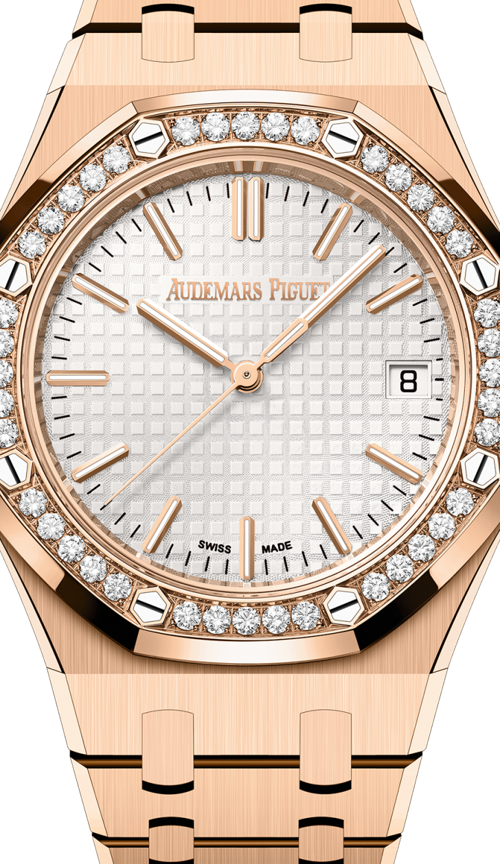 Rose gold strap 904L steel silver dial - Watch - 37 mm