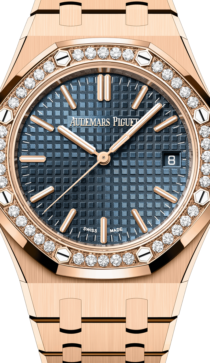 Rose gold strap 904L steel midnight blue dial - Watch - 37 mm