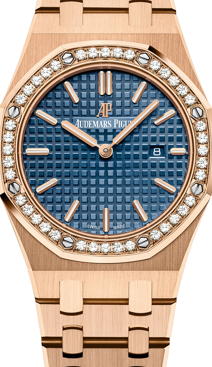 Rose gold 904L steel blue dial - Watch - 33 mm