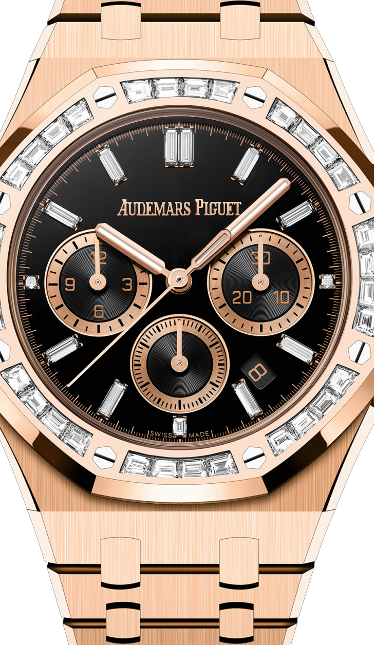 Rose gold strap 904L steel black dial - Watch - 38 mm