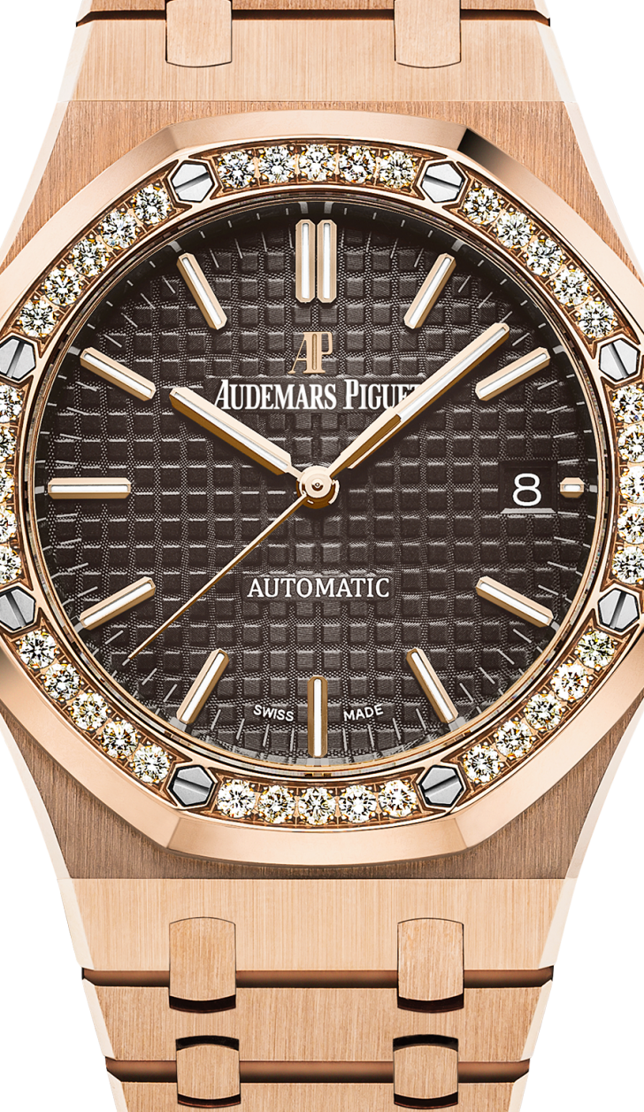 Rose gold 904L steel brown dial - Watch - 37 mm