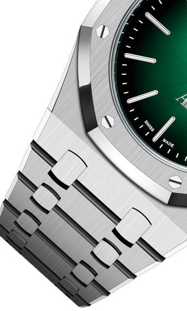 Silver 904L Steel Smoked Green Dial - Watch - 39mm