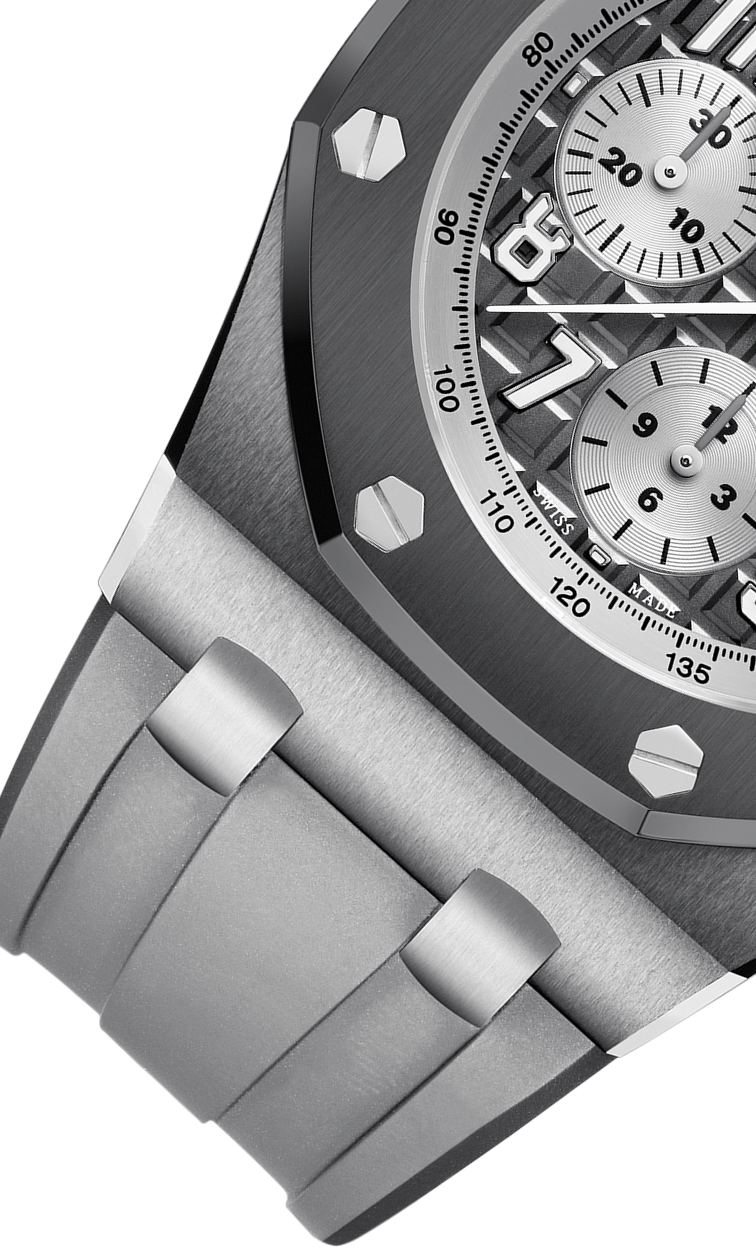 Light and dark grey strap - Titanium silver grey dial - Watch - 42mm